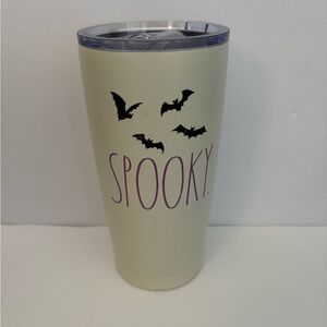 Rae Dunn Spooky Tumbler with Bat Design Halloween 17 ounce With Lid